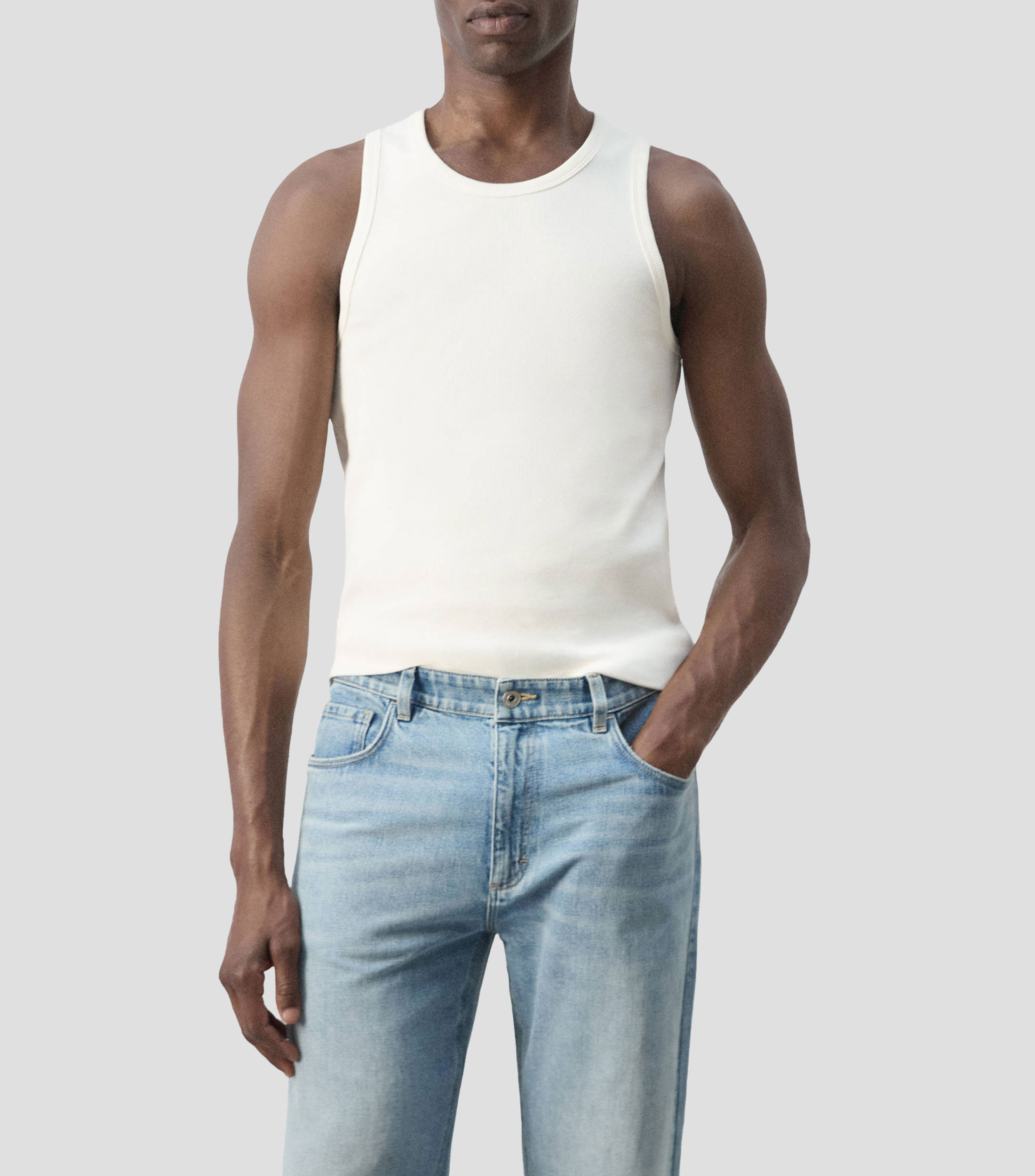 Playera cuello redondo sin mangas liso Hombre